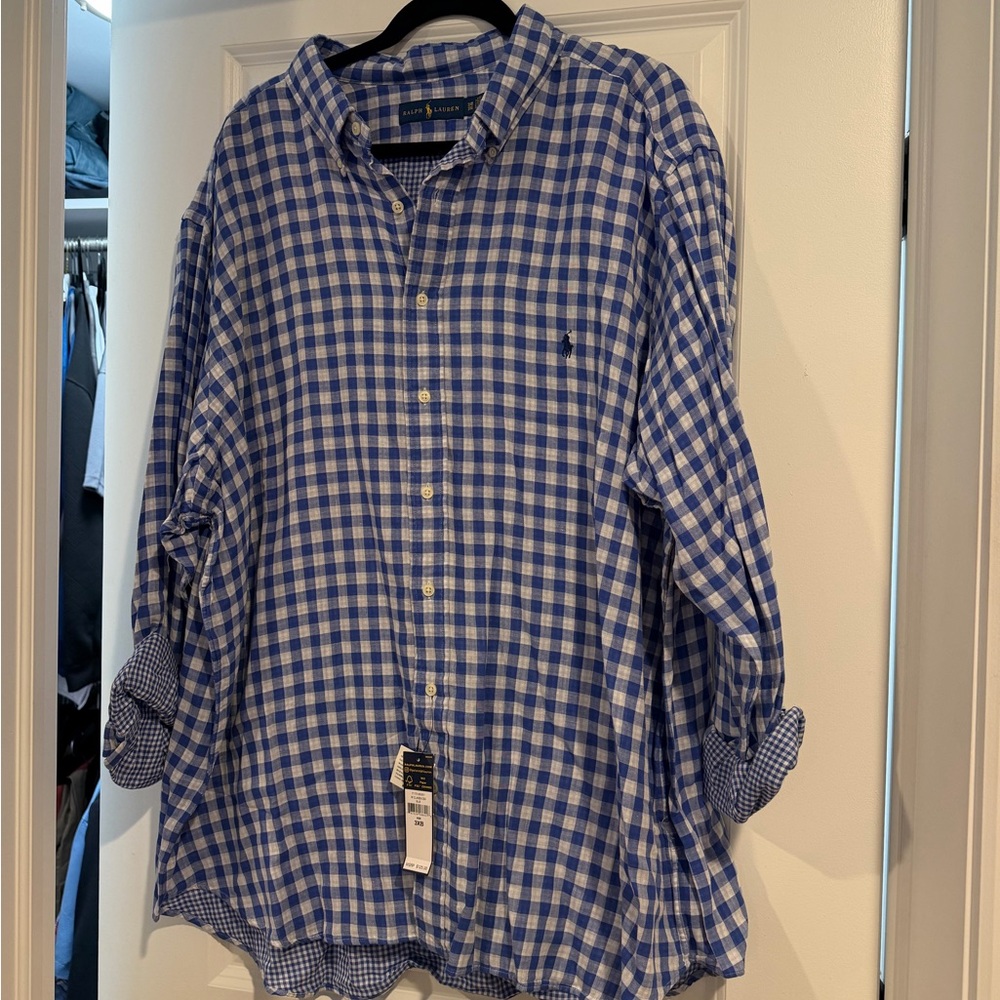 Polo by Ralph Lauren Blue and White Gingham Button-Down Shirt